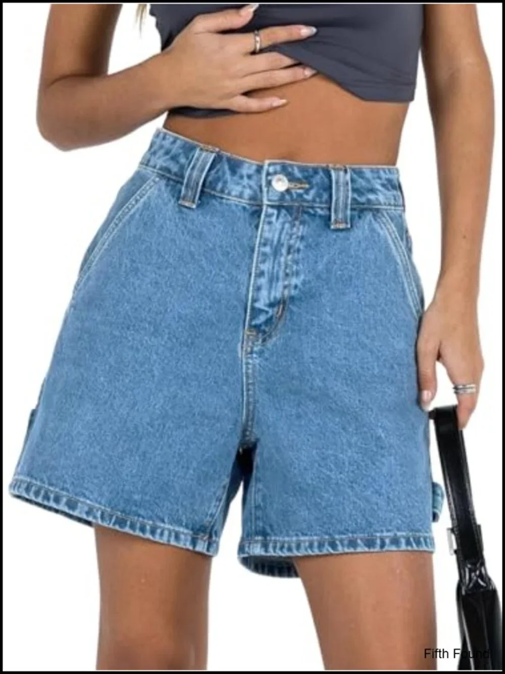 High Waisted Boxy Denim Shorts Summer Casual Button Down Baggy Jean Shorts with